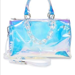Nordstrom Translucent Iridescent Barrel Bag NEW
